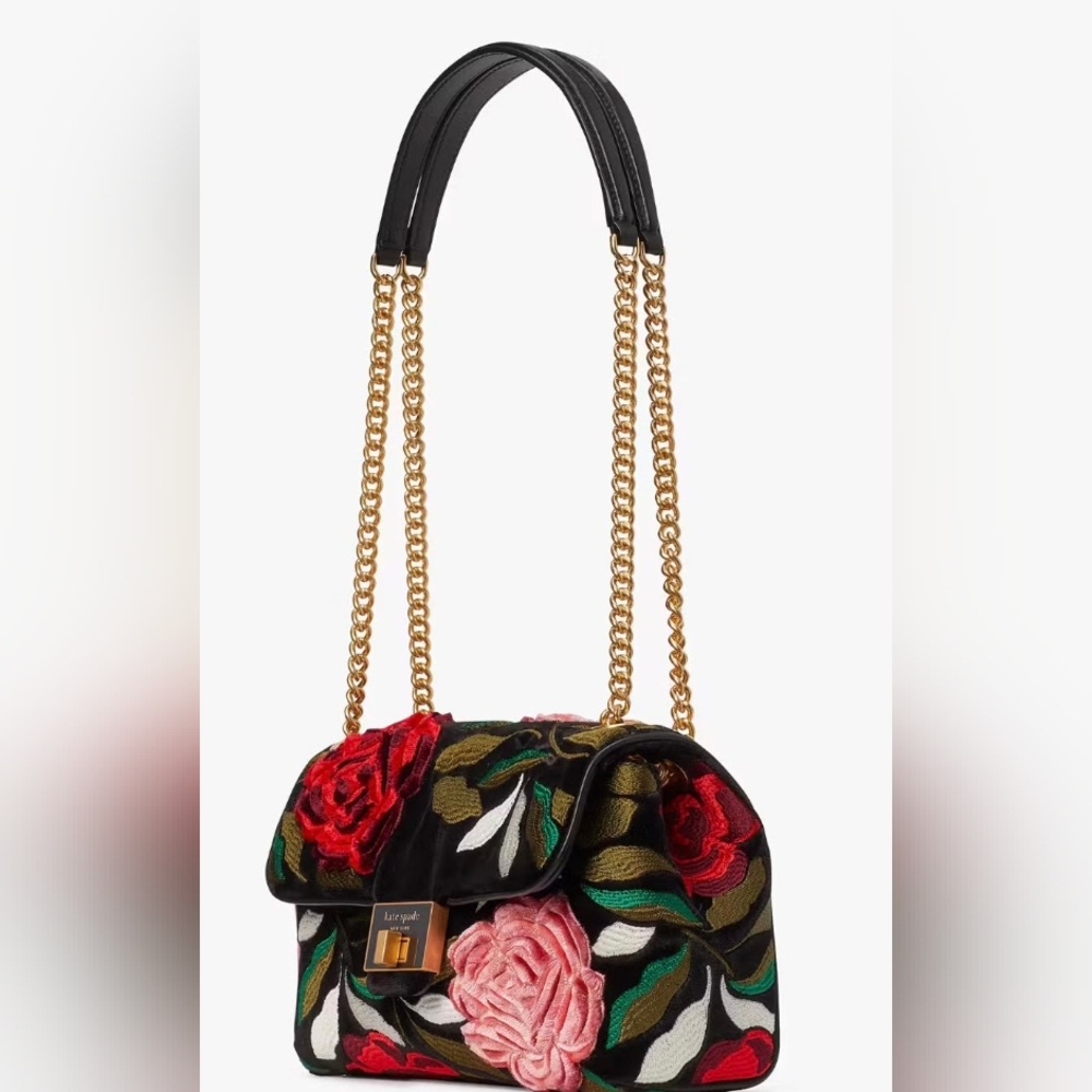 Floral Embroidered Chain Strap Bag